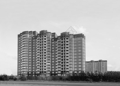 项目莫斯科建筑学俄罗皮戈沃市城地貌黑白风格的现代多层老旧住宅建筑图片