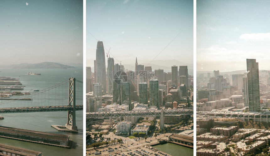 城市的桑地标从直升机鸟瞰旧金山市中心天际线C从直升机鸟瞰旧金山市中心天际线加利福尼亚图片