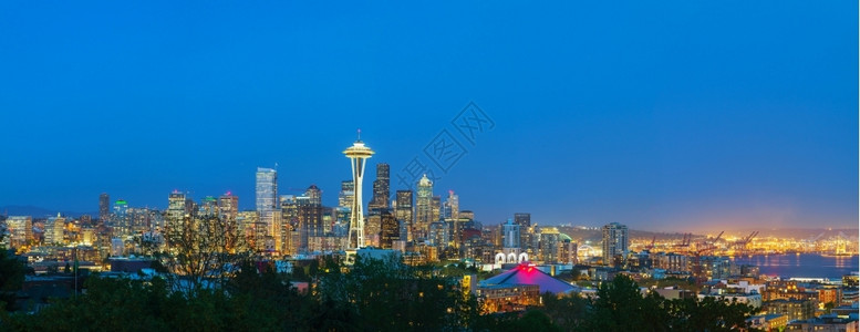 状态克拉夫琴科大都会西雅图市下城夜间风景从凯里公园看到图片