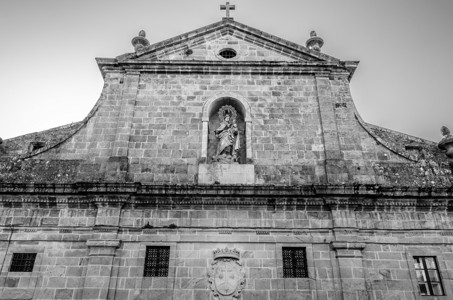 天主教西班牙北部加利亚州圣地哥德孔波斯特拉教堂黑白形象建造北方图片