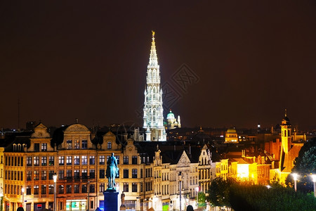比利时布鲁塞尔晚间的概览比利时布鲁塞尔欧洲的概述目地图片