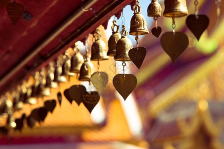 泰国清迈佛寺素贴金钟的装饰品声图片