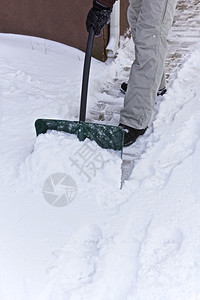 男人清理雪冬季典型的约克图片
