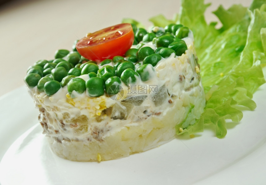 蔬菜牛肉舌头美味的沙拉食物香菜用图片