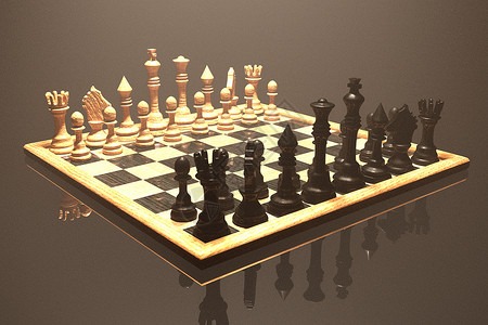 敌意战斗机对面的象棋理事会数字3D说明白色的设计图片