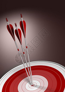 凌晨3点红色的卓越三支箭击中红目标的心点具有文字商业概念背景的空间虚拟商业概念背景以便具有竞争力3支箭击中红色目标的心点竞赛设计图片