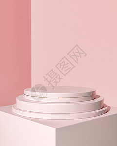 莲叶空自荷田产品显示的最小粉色讲台彩圆页放在方柱3D阴影下来自背景最粉红色梯度现代的圆形颜色设计图片