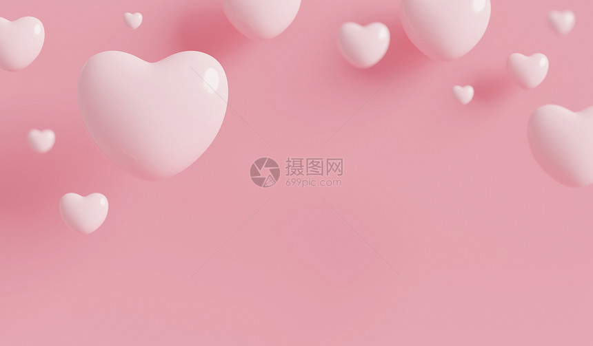 迷人的奢华使成为粉红色纸面背景白心复制空间3d图片
