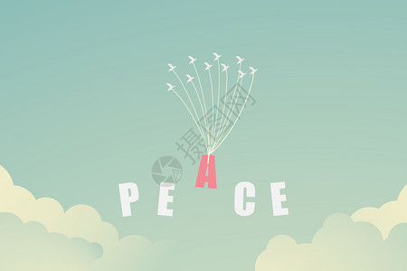 折纸白鸟苍蝇国际和平日概念矢量插图平面设计版象征有创造力的设计图片