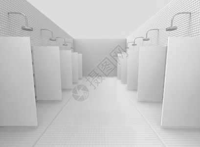 健身房浴室建筑学插图颜色3d提供白调概念的公共户外淋浴场插画