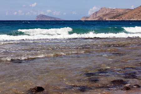 海浪希腊地中克里特河沿岸线岛山图片