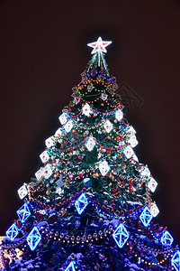 圣诞树上发光的装饰图片
