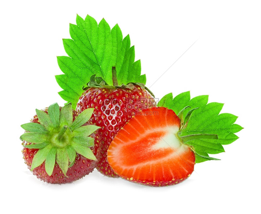 草莓红色的目叶子图片