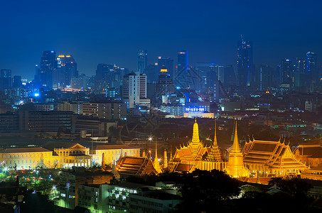 泰国大宫殿曼谷秋光大宫泰国天空蓝色的全景图片