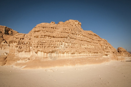 蓝天空和太阳的沙漠景观丘和山孤独西奈半岛骆驼图片