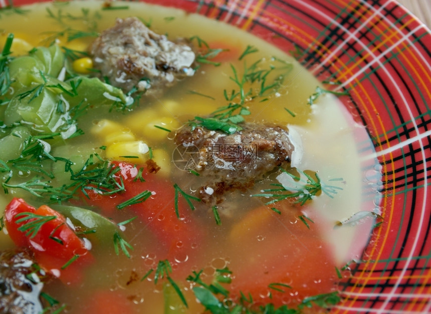 辛辣的墨西哥肉球汤南最喜爱绿色餐厅健康图片