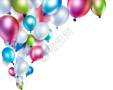 团体节日乐趣白色背景的彩气球图片
