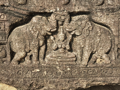 波沃瓦城市神殿GalPotha或StoneBook的背景细节这是斯里兰卡古城Polonnaruwa的闪光一部分种背景