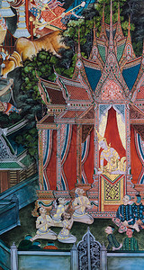 墙佛像在泰国SuphanBuri的生平武里本国的图片