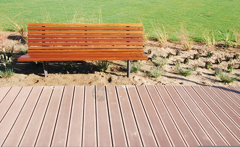 现代的寂寞植物绿色公园的空长椅照片图片