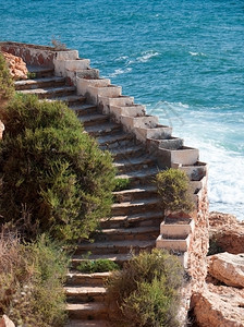 泽尼亚铺砌前卫西班牙LaZenia沿海通道楼梯图片