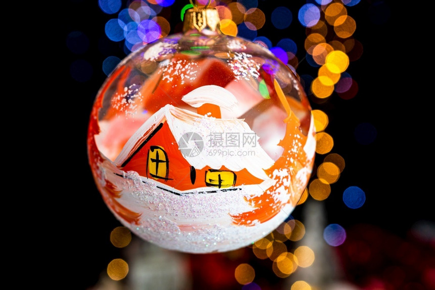 向量举行圣诞装饰活动对抗bokeh灯光背景十二月喜庆的图片