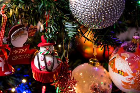 挂在圣诞树上各种各样的装饰图片