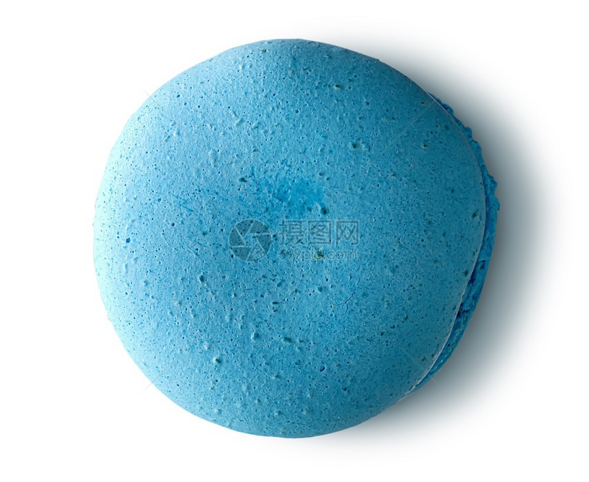 美食白色背景的蓝马卡龙顶部视图1蓝色马卡松顶面视图粉彩甜的图片