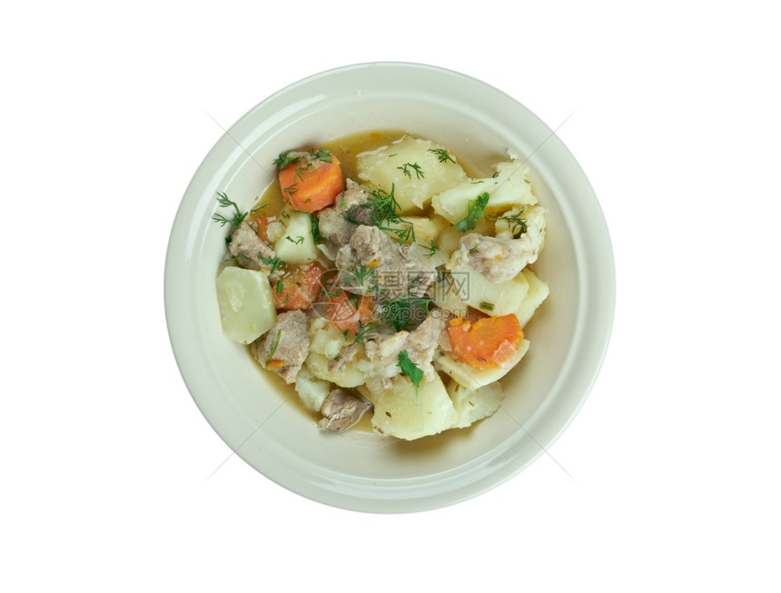 Pichelsteiner德国炖菜含有几种肉类和蔬菜通常都是土豆胡萝卜和面食爽朗韭葱蔬菜图片