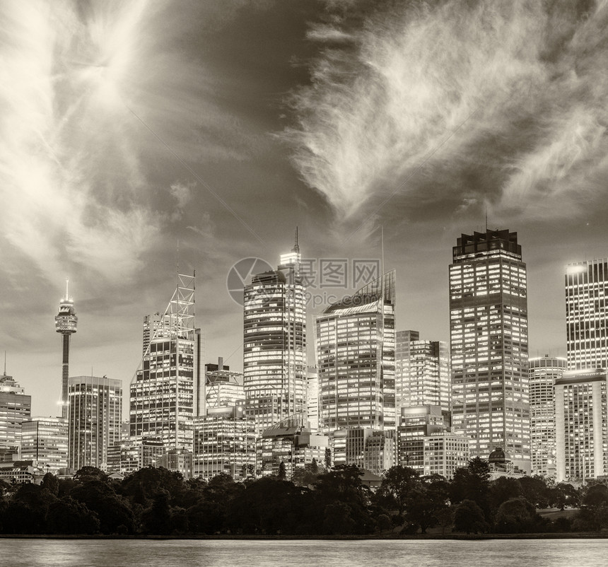 海澳大利亚悉尼天际线的美丽日落澳大利亚悉尼天际线的美丽日落歌剧建筑学图片