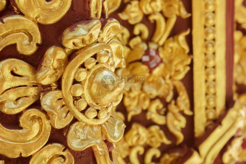 寺庙中美丽的泰国金色图案白的亚洲艺术图片
