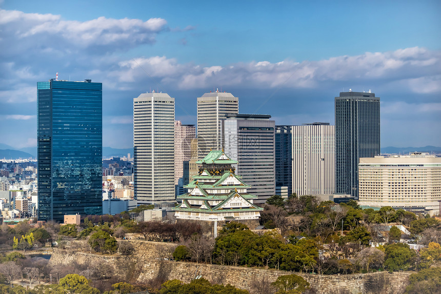 日本大阪城与高楼图片