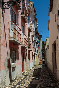窗户葡萄牙城的旧窄小街结石历史图片