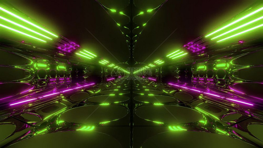 未来派渲染玻璃无穷尽的抽象外星石化隧道通配有闪光和反射3D造出背景壁纸未来进化的SCIFi科学幻影建筑3D无限的抽象外星石化隧道图片