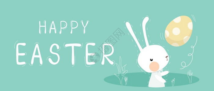 礼物特点复活节快乐班纳用鸡蛋和兔子制作页眉设计复活节快乐班纳横幅图片