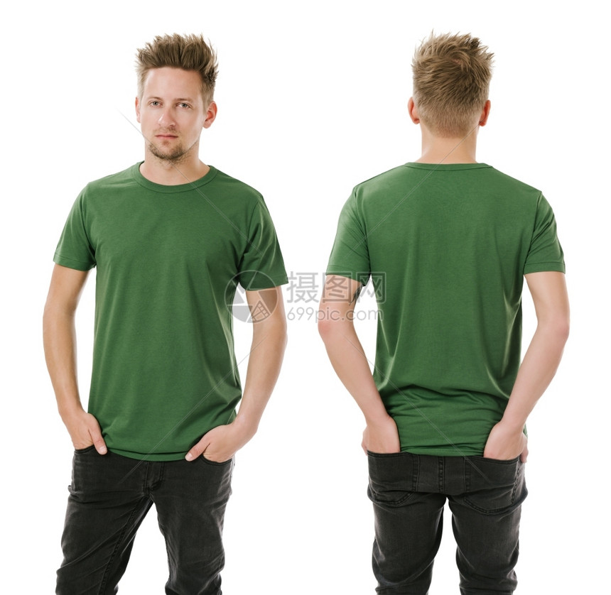 萨姆纳斯身穿空白绿色T恤衫前背和头的男子照片最佳吸引人的图片