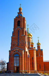 俄语罗斯位于北高加索米诺涅沃迪市的俄罗斯教堂北方秋天图片