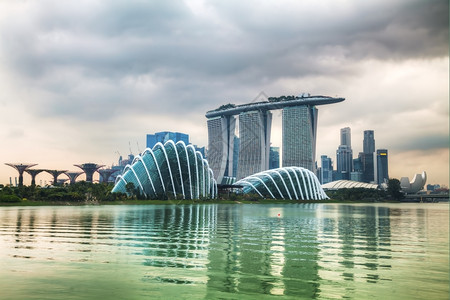天空著名的塔日落时新加坡金融区图片