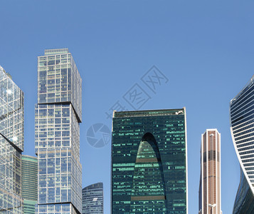 建筑学塔楼新的莫斯科国际商业中心莫斯科市塔台俄罗斯莫科蓝天空背景图片