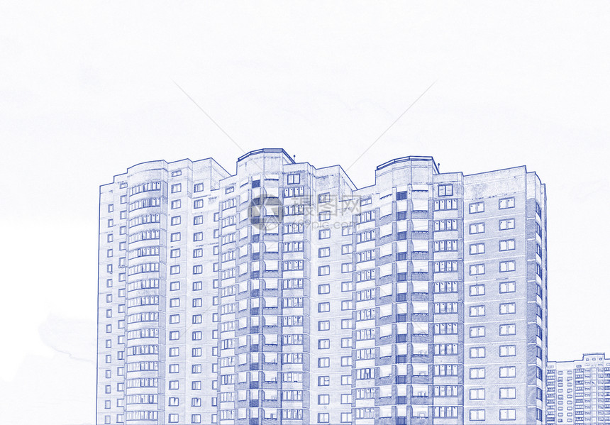 建造外部的装修现代多层住宅建筑项目蓝图版型工程案图片