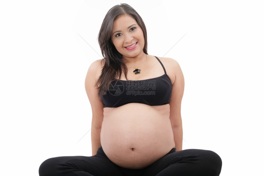 数字孤立的西班牙裔怀孕妇女手年轻的图片