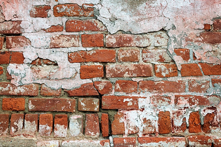 破裂建筑学成旧的红砖墙表面背景图片