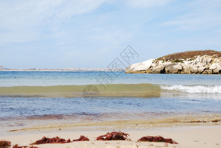 沿海令人惊叹和出名的海滩在葡萄牙Baleal海浪景观图片