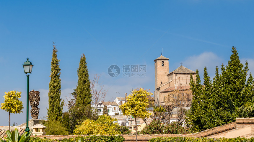 正面格拉纳达教堂西班牙南部安达卢西亚的宗教建筑景观旅游图片