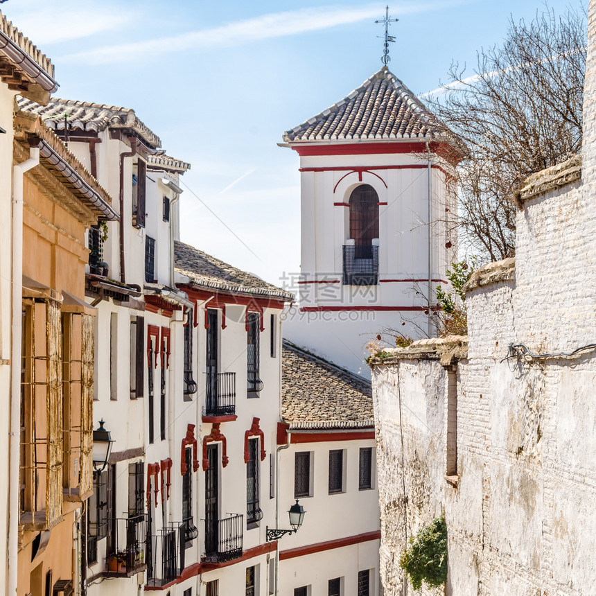 格拉纳达教堂西班牙南部安达卢西亚的宗教建筑造城市景观正面图片