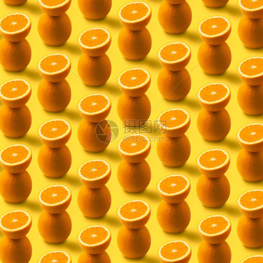 多于甜的趋势黄底色橙水果模式创造夏季概念以及图片