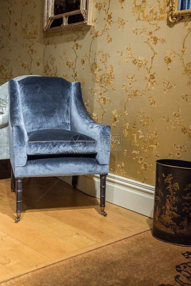 文拉格优雅的墙金壁纸房昂贵的文具架椅图片