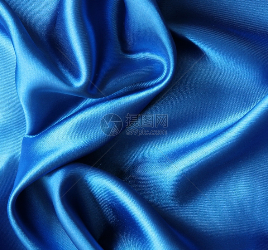 织物蓝色的平滑优雅蓝色丝绸可用作背景投标图片