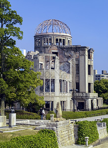 地面目的1945年8月6日本广岛04127日本广岛ABome穹顶保留下来的废墟之一在原爆炸后相对完好无损地生存的零点上仅有几座建背景