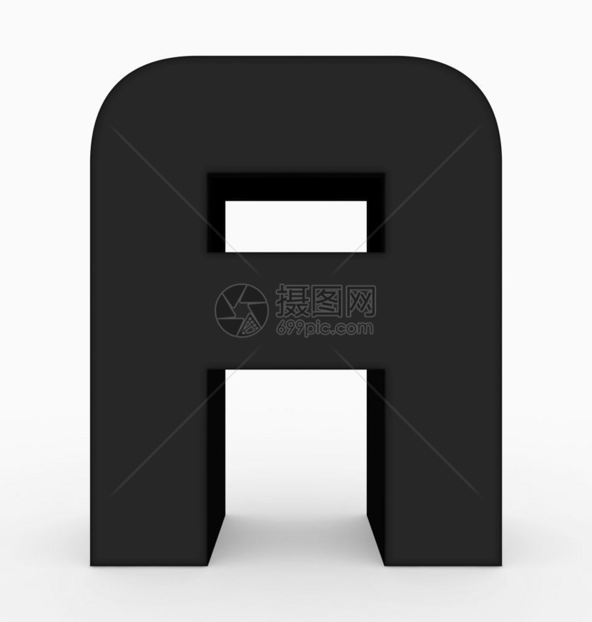 渲染字母A3d立方圆形黑色白3D倾角常设立方体图片